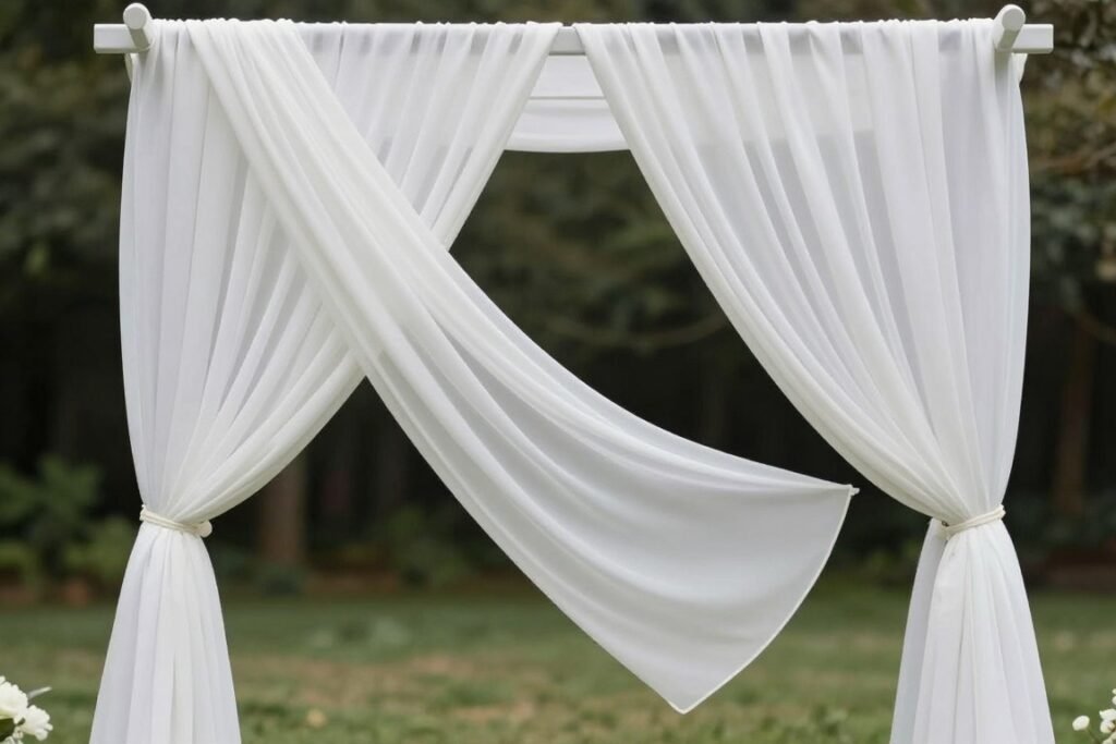 fabric draping on wedding arch