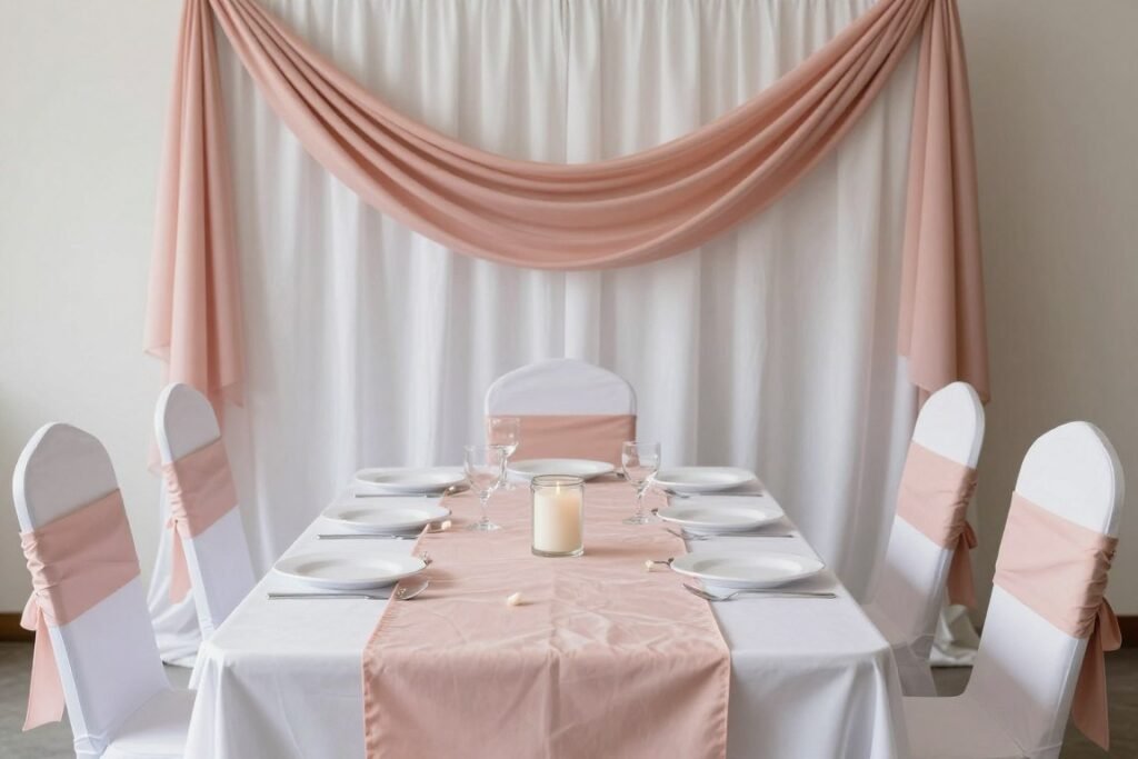 fabric wedding decorations in wedding colors