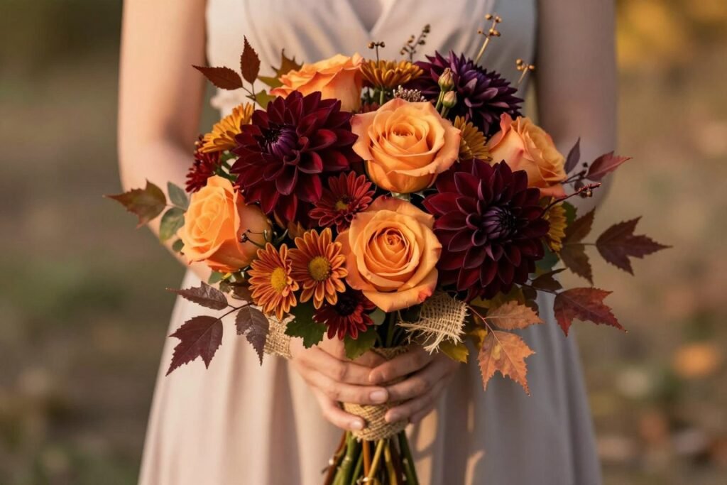 fall bridesmaid bouquet with autumn flowers fall bridesmaid bouquet with autumn flowers
