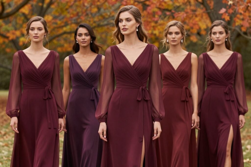 fall bridesmaid dresses jewel tones autumn