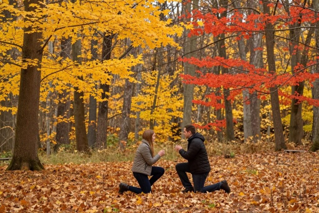 fall foliage proposal in forest fall foliage proposal in forest