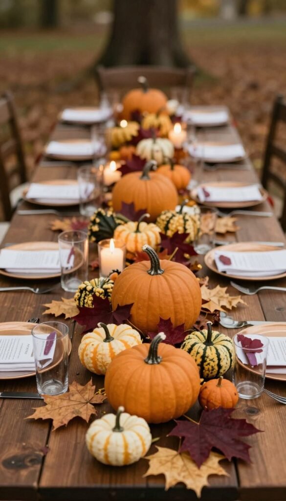 fall micro wedding decor with autumn colors and seasonal elements