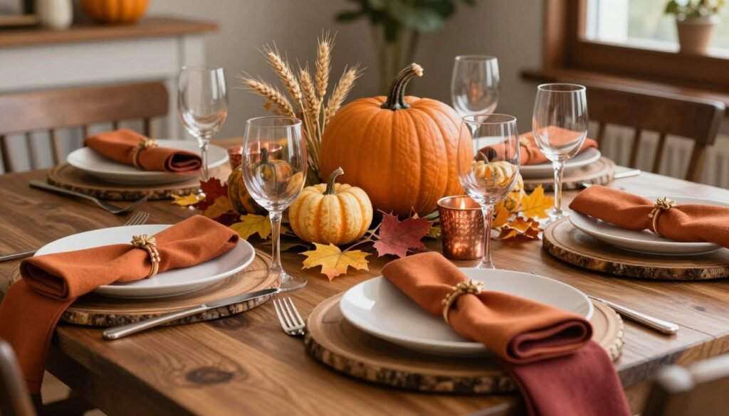 fall table setting ideas with autumn decorations