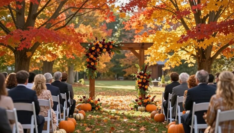 fall wedding ideas with autumn foliage and rustic décor