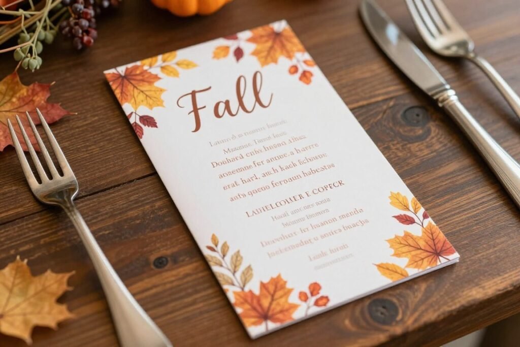 fall wedding program with autumn leaves design fall wedding program with autumn leaves design