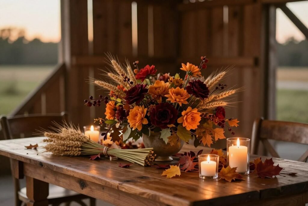 fall wedding sweetheart table with autumn colors fall wedding sweetheart table with autumn colors
