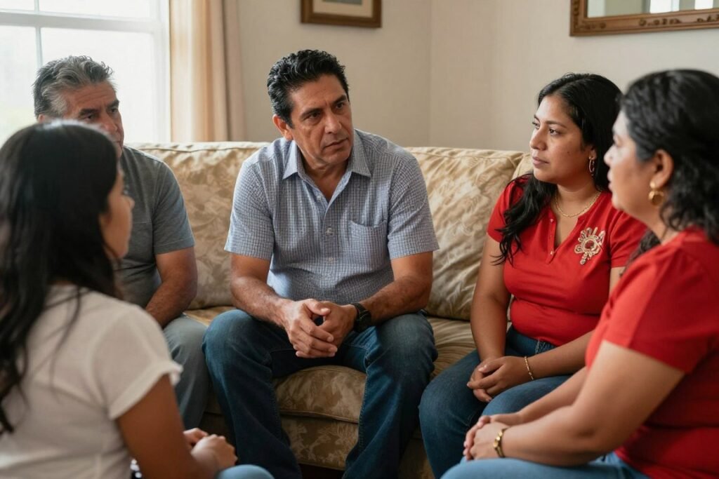 family discussing padrinos selection