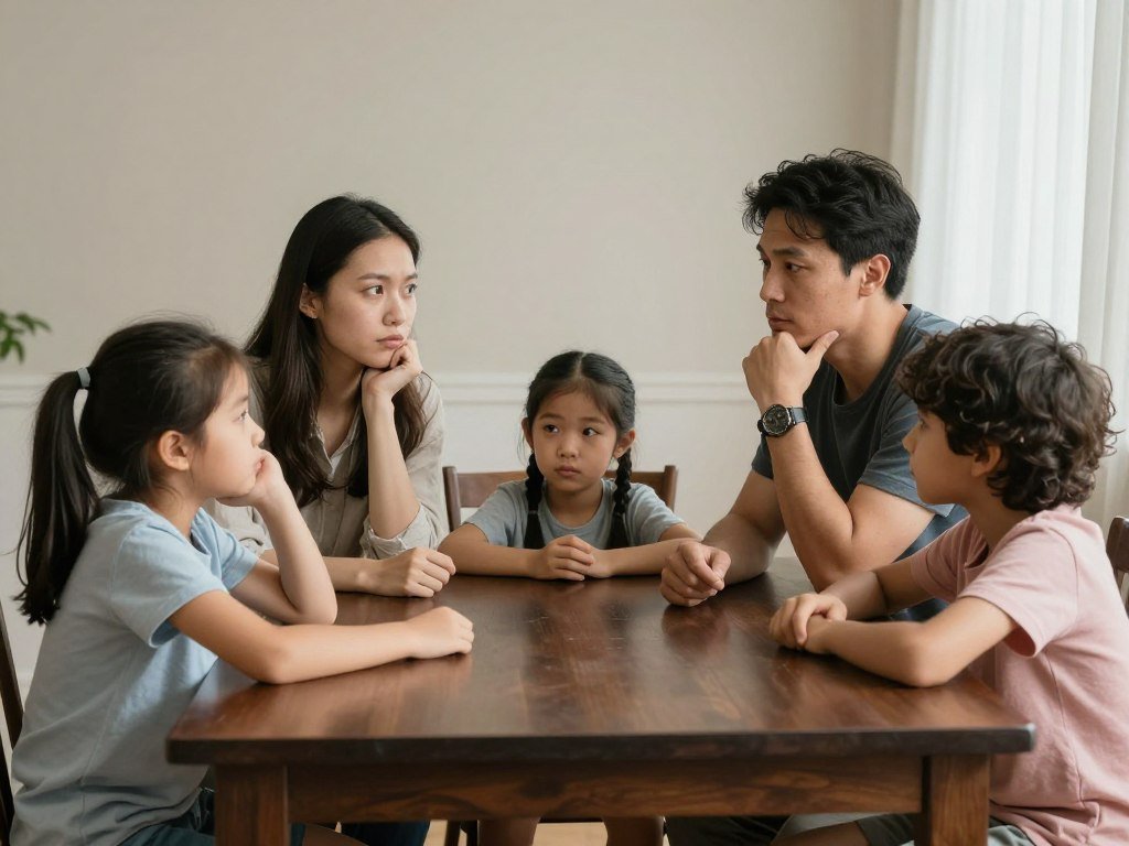 family discussing wedding participation