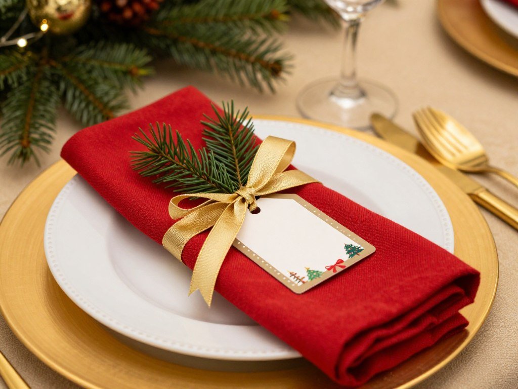 festive place setting with christmas decorations