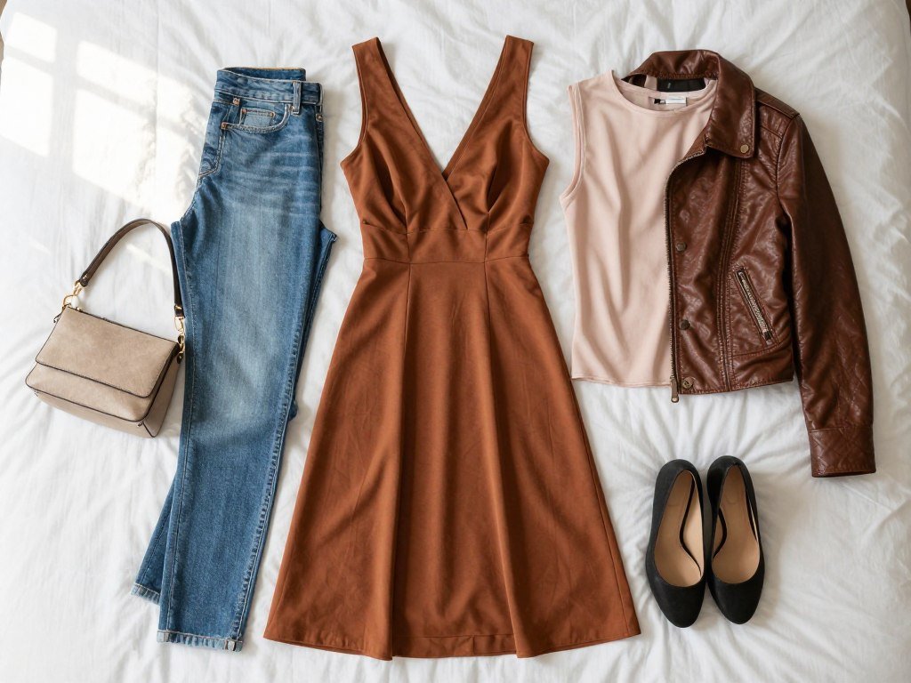 first date ideas outfit inspiration featuring versatile clothing laid out on bed