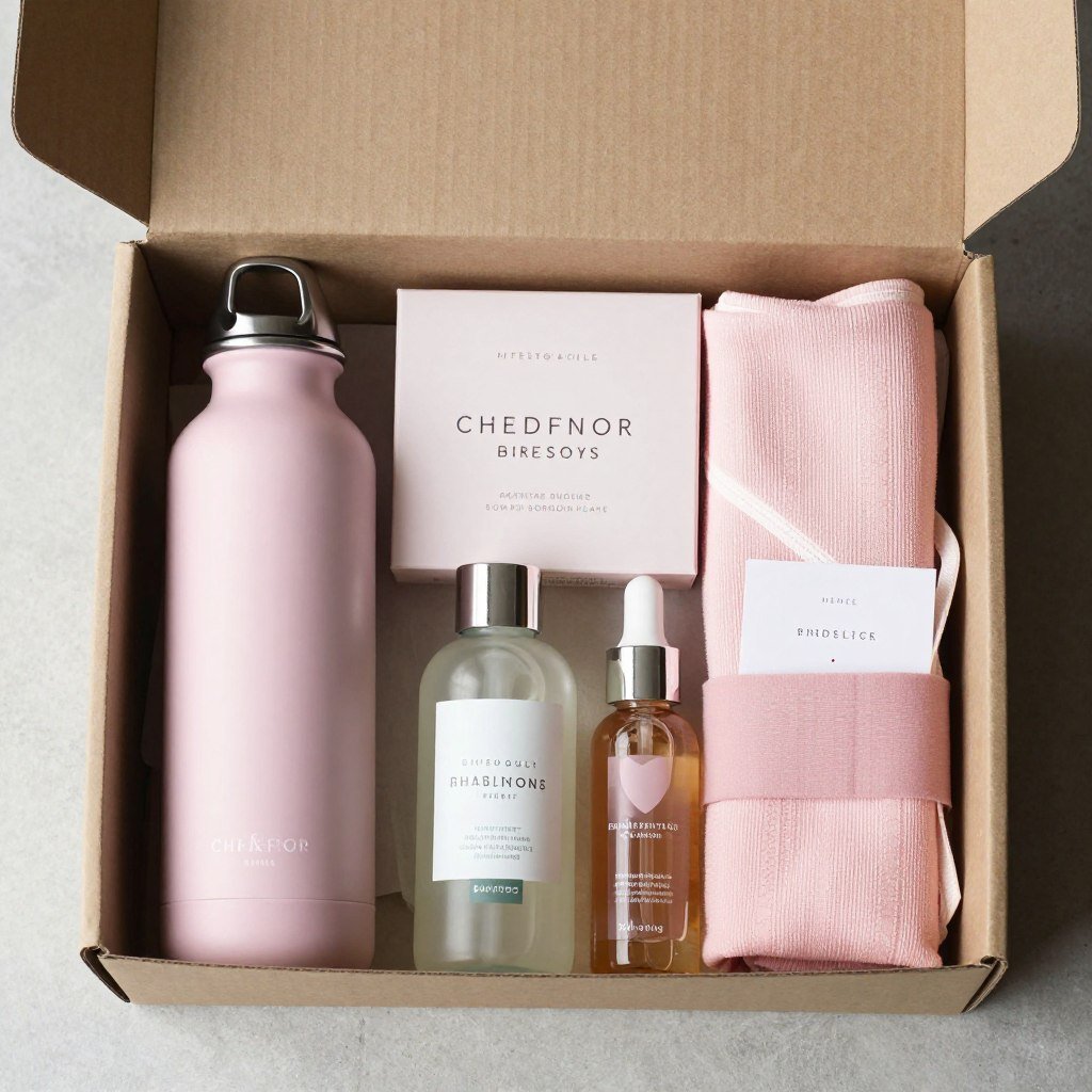 fitness themed bridesmaid box with workout accessories