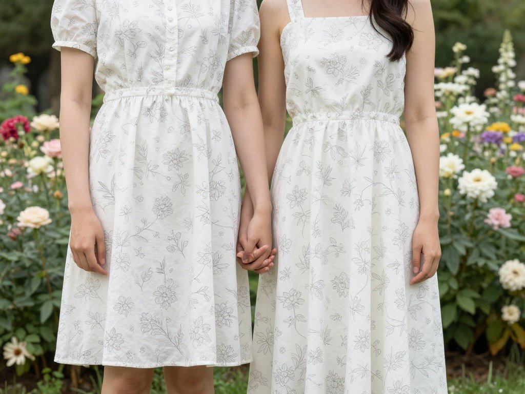floral dress in garden setting