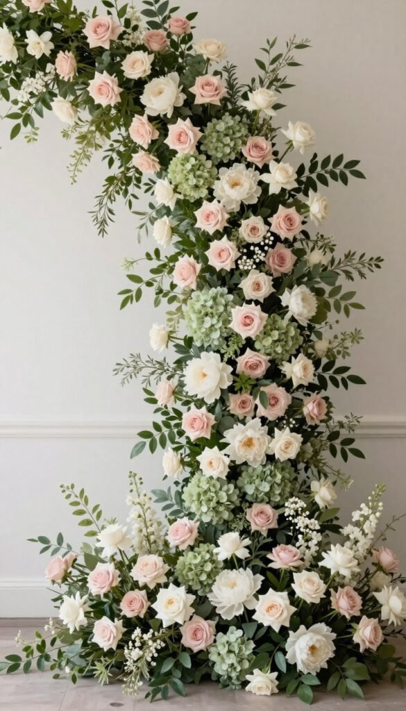 floral photo backdrop for bridal shower