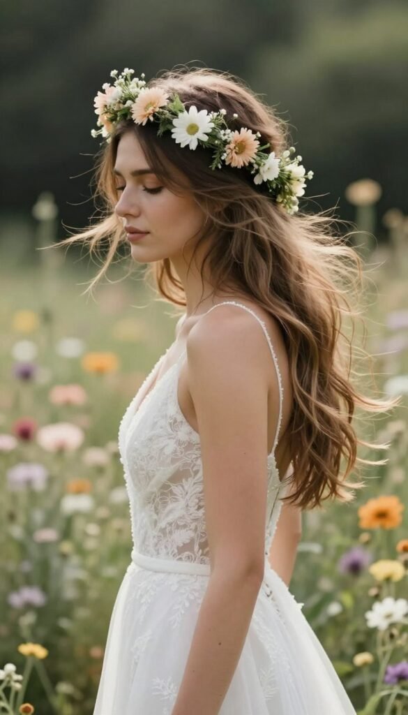 flower crown bridesmaid garden party bohemian style
