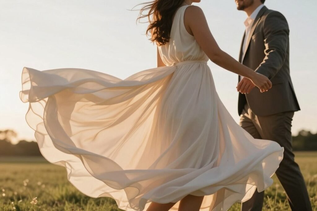 flowing midi dress with movement