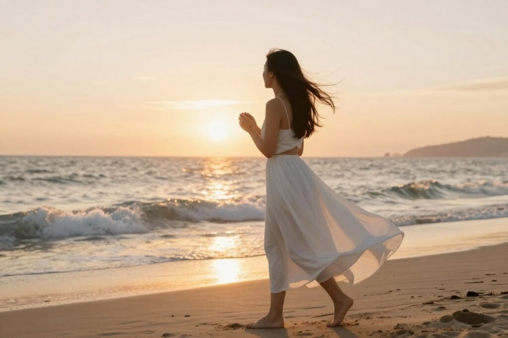 flowy midi dress for beach proposal