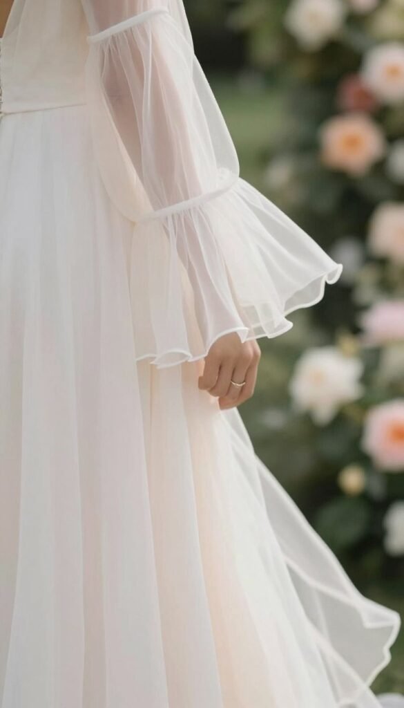 flutter sleeve bridesmaid dress detail garden party