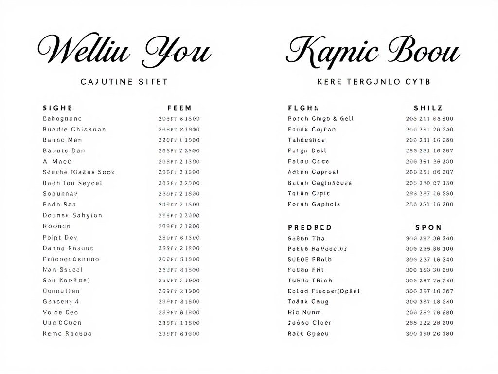 font comparison examples for wedding seating charts font comparison examples for wedding seating charts
