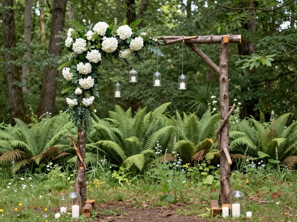 forest wedding arch made from natural branches