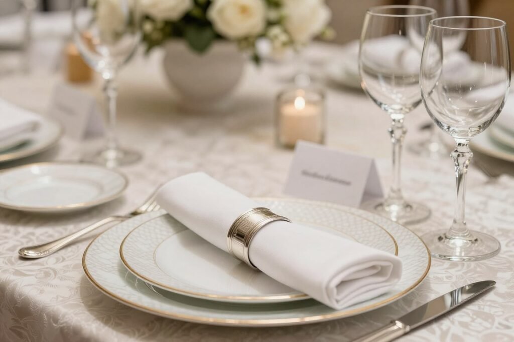formal table setting with fine china and crystal