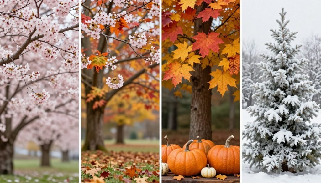 four season wedding decor inspiration collage