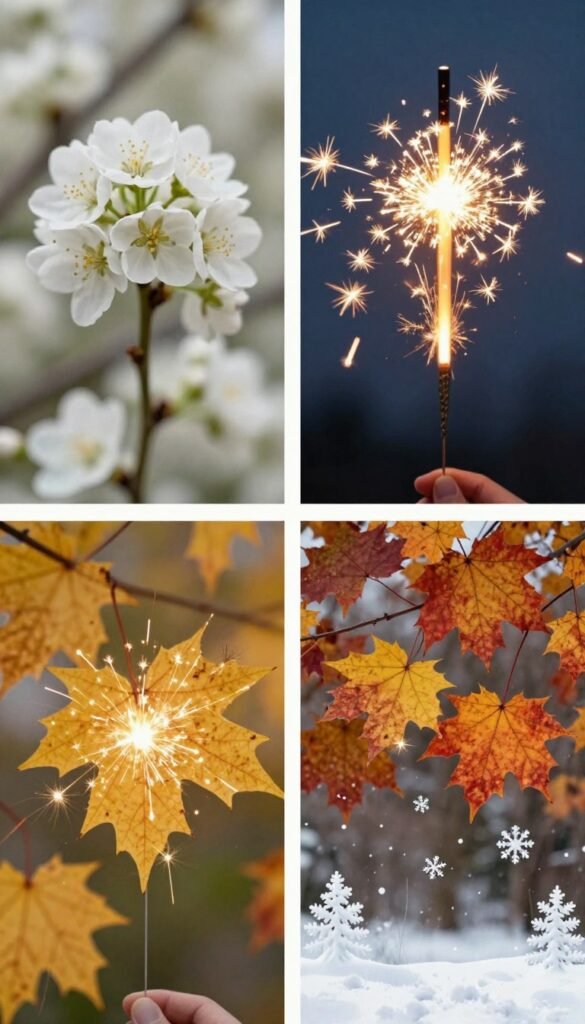 four seasons wedding send-off montage showing seasonal variations