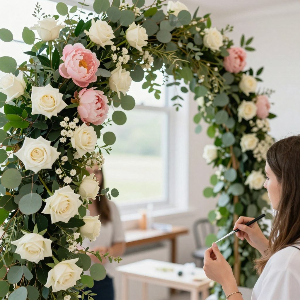 fresh flower arrangements for wedding arch