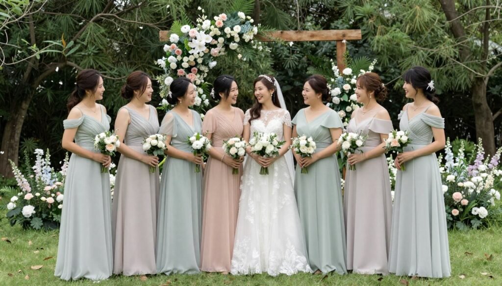 garden party bridesmaid dresses complete bridal party beautiful
