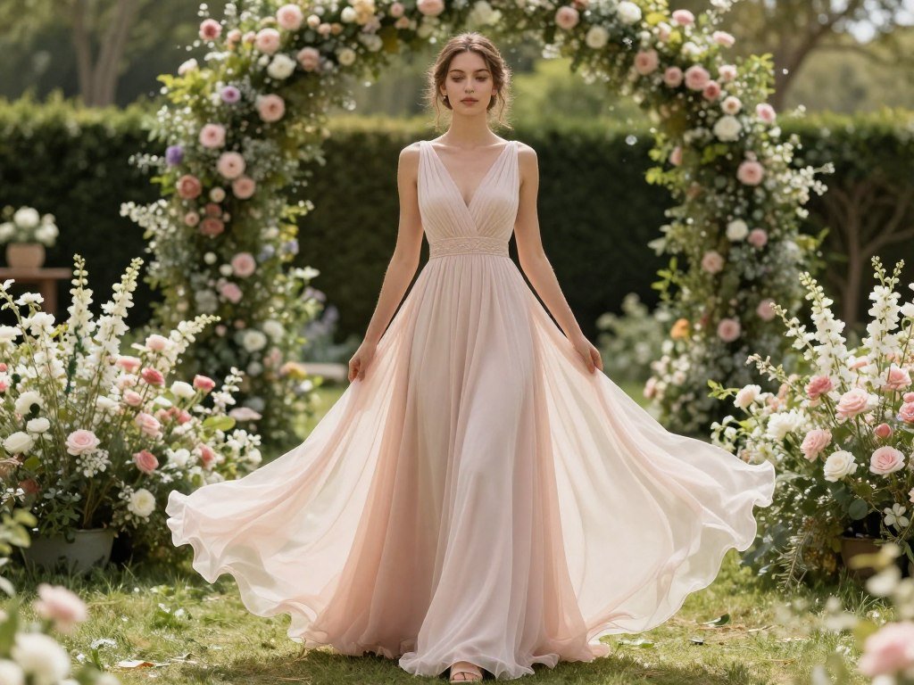 garden wedding bridesmaid dress romantic