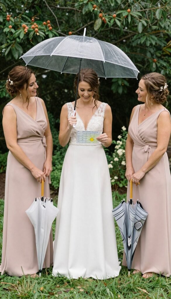 garden wedding weather planning bridesmaid comfort