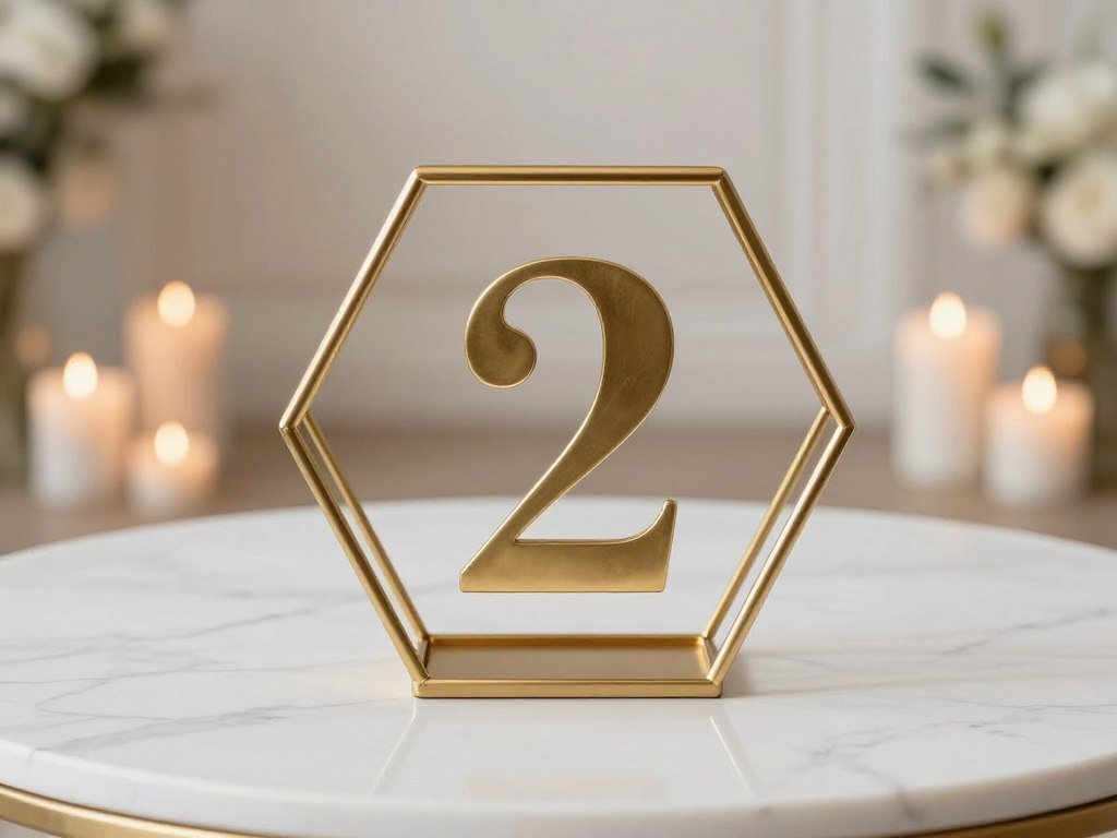 geometric gold metal table number holder
