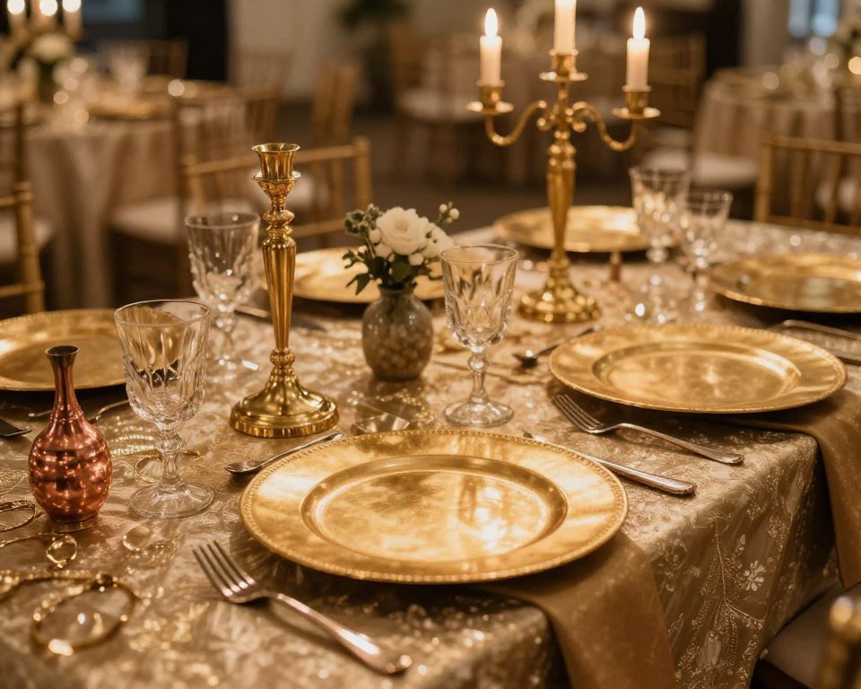gold metallic wedding theme with luxurious details