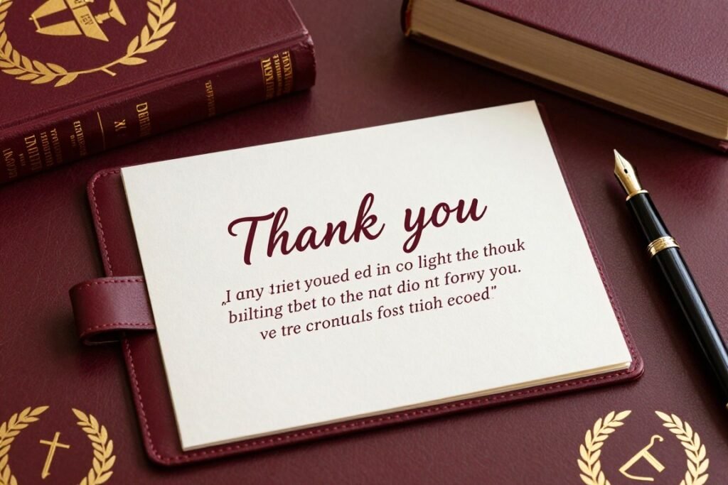 graduate school thank you card with academic theme and motivational quote
