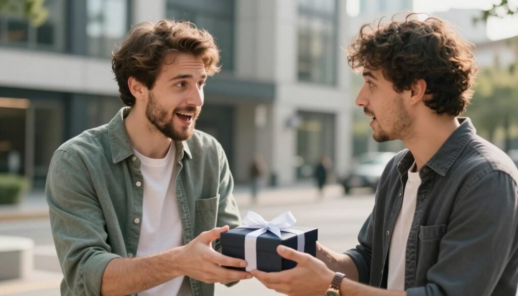 groomsmen proposal presentation moment between friends