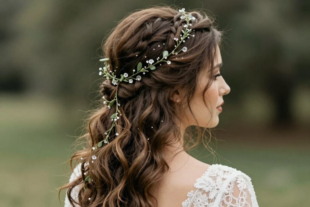hair vine bohemian wedding style