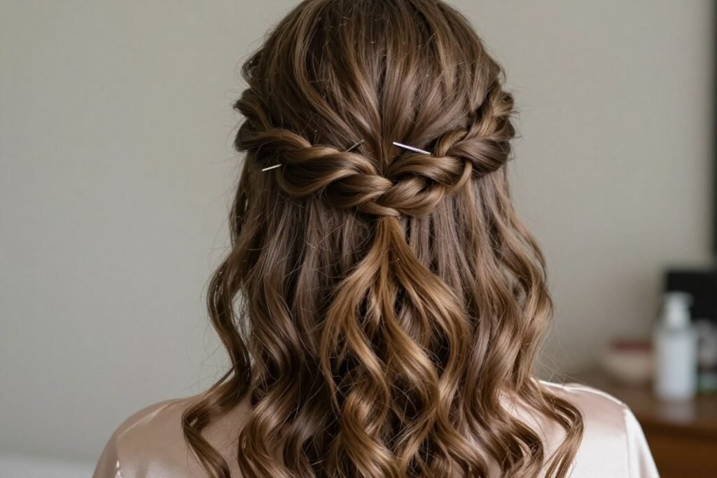 half-up twist DIY bridesmaid hairstyle