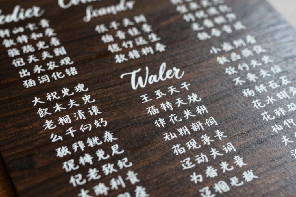 hand-painted lettering on wooden wedding sign