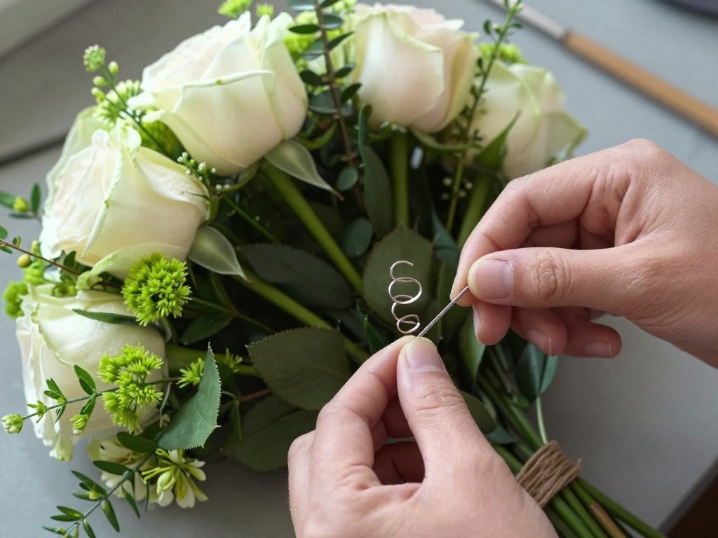 hands building a DIY bouquet step by step hands building a DIY bouquet step by step
