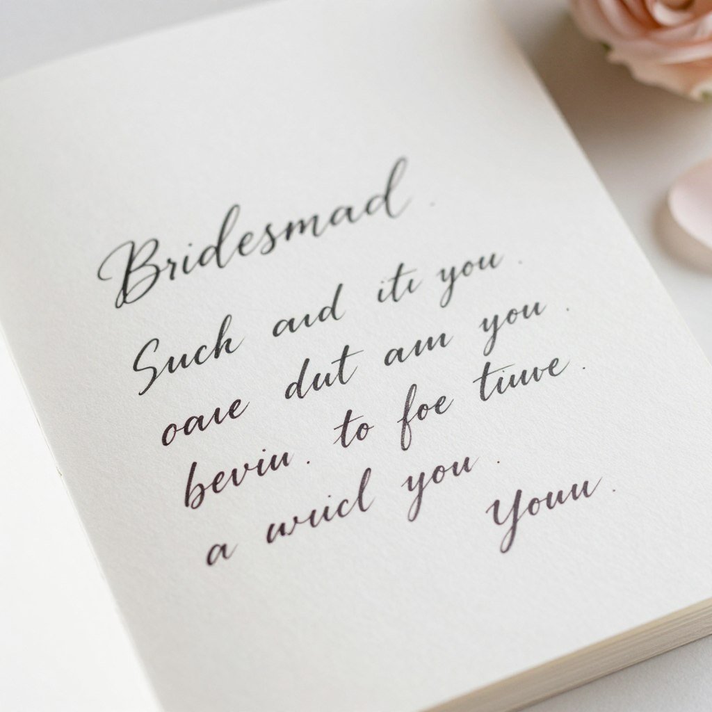 handwritten bridesmaid proposal card with personal message