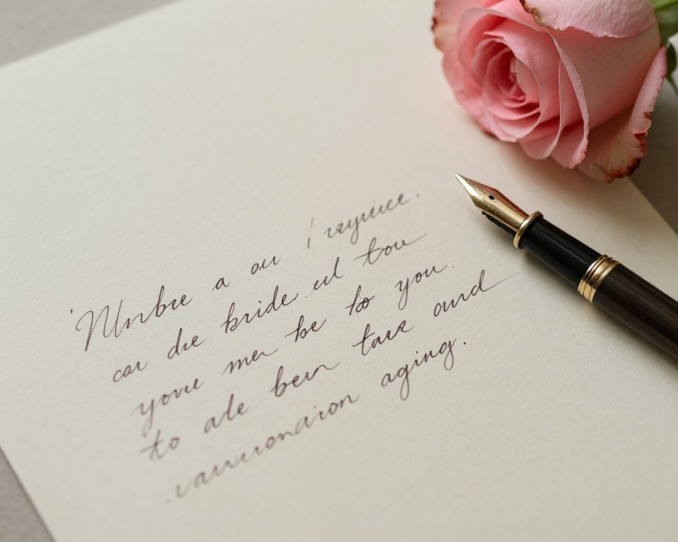 handwritten bridesmaid proposal letter on elegant stationery with fountain pen