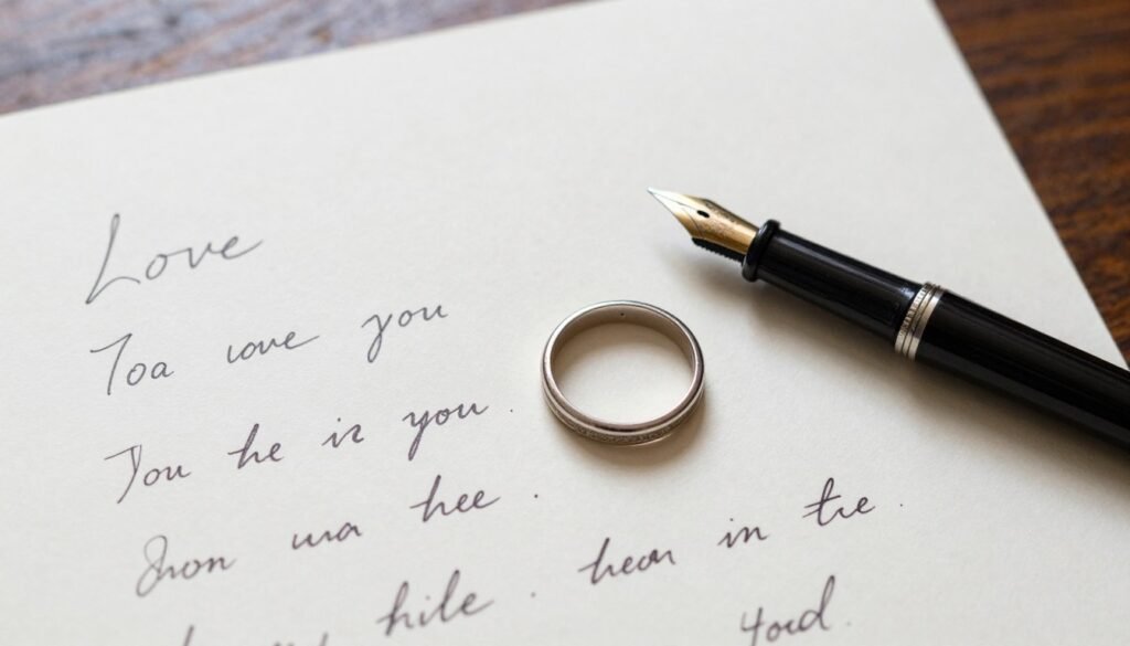 handwritten love letter with ring