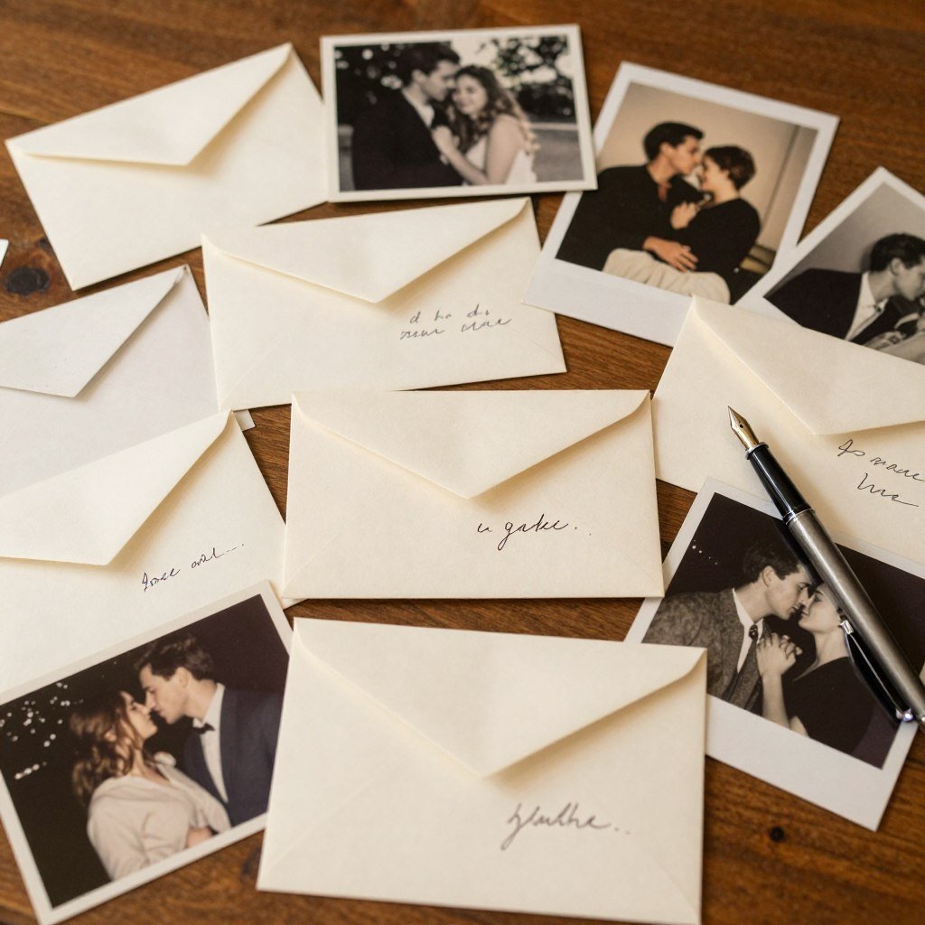 handwritten love letters and photos for proposal