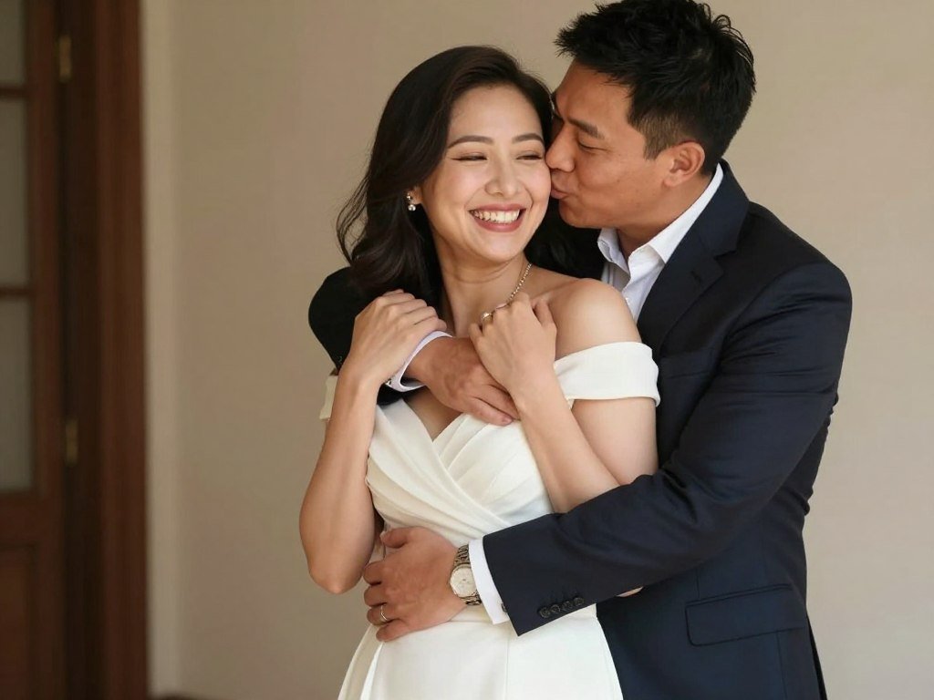 happy couple after proposal moment