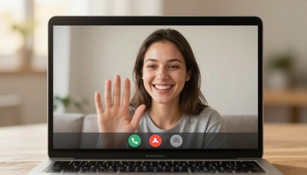 happy couple on long distance video call