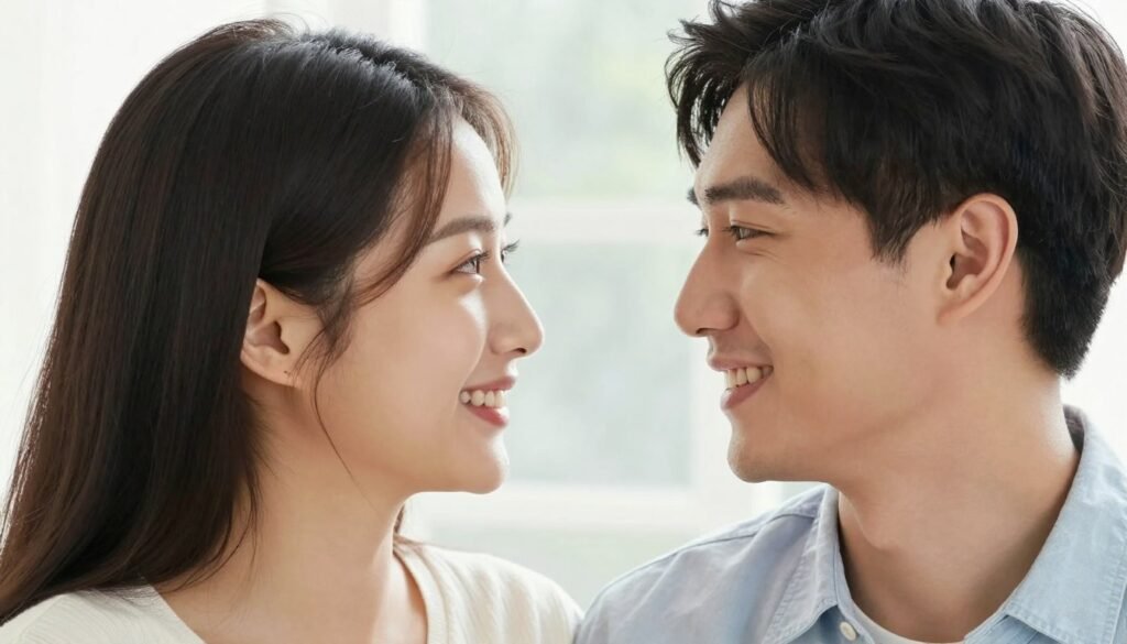 happy couple planning future dates together