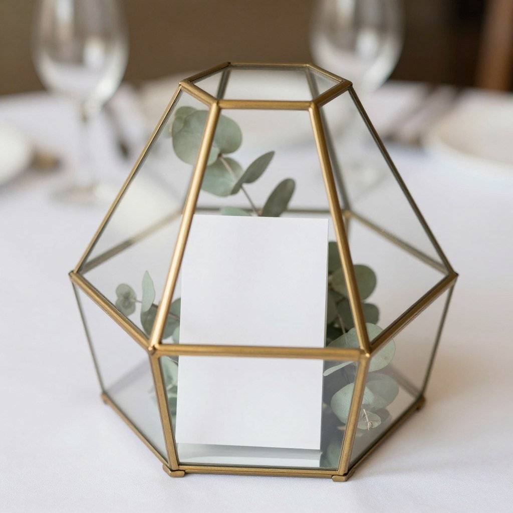 hexagonal glass terrarium repurposed as elegant wedding card box hexagonal glass terrarium repurposed as elegant wedding card box