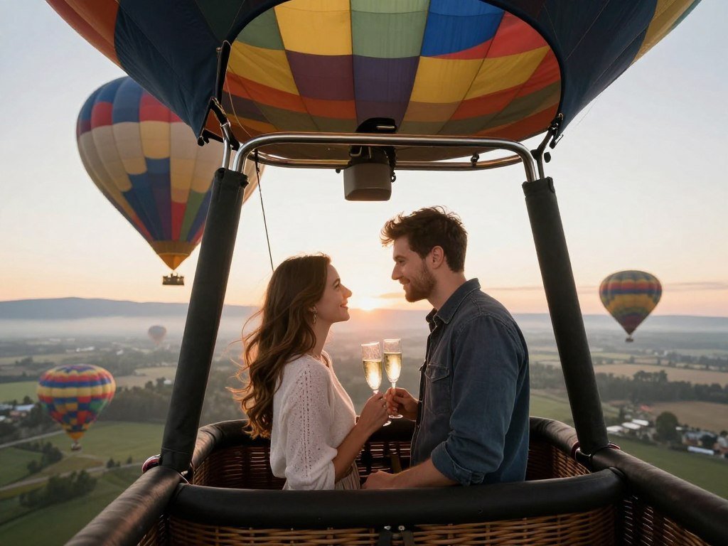 hot air balloon proposal scene hot air balloon proposal scene