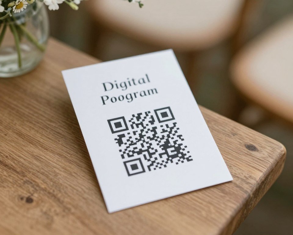 hybrid wedding program with QR code card hybrid wedding program with QR code card