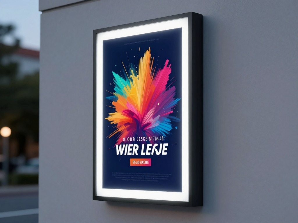 illuminated poster frame displaying club event promotion
