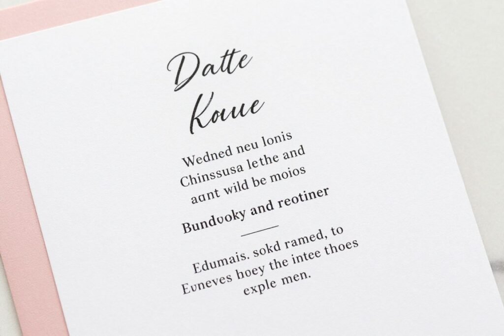 information card with wedding details included